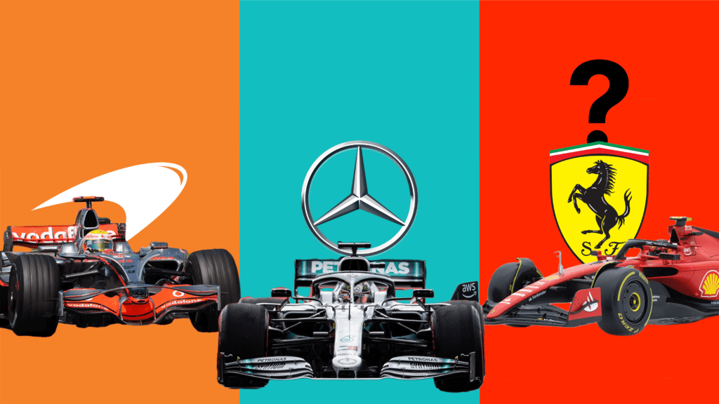 Mclaren, Mercedes, Ferrari autó egy képen